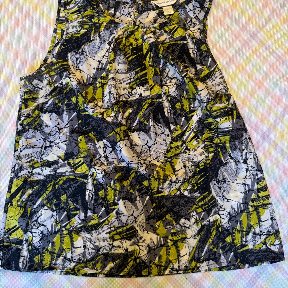 Christopher & Banks Abstract Print Blouse - Black, White, Yellow